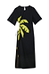 Black Palm Riviera Dress with an iconic lime green palm motif, side cut-out and adjustable tie detailing.