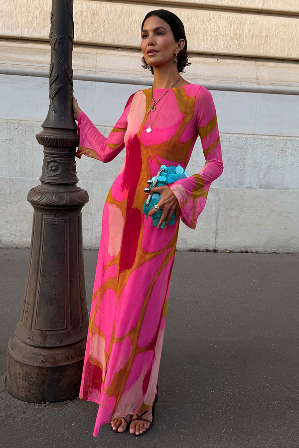 Pink & Olive Abstract Aria Dress