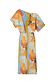 Artist Tilly Dress in a multicoloured abstract print with a cinched waist and textured plisse finish.