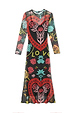 Black Amara Mesh Dress with long sleeves, featuring red hearts, teal eyes, and hand-painted motifs.