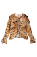 Animal Cali Top in tiger print with a multi-tie front and long sleeves featuring adjustable tie cuffs.