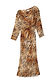 Thumbnail for Animal Tilly Dress in a tiger print featuring an off-the-shoulder silhouette and long sleeves.