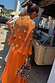 Thumbnail for Apricot Embellished Ines Dress in orange featuring mirror embroidery and a ruffled peplum hem on vacation.