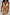 Thumbnail for Model wearing the Apricot Strappy Vienna Dress with orange fruit prints, gold foil accents and a wrap waist.