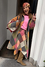 Argyle Wool Blend Long Coat