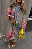Argyle Wool Blend Long Coat