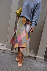 Argyle Wool Blend Skirt