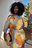 Thumbnail for Artist Tilly Dress in a multicoloured abstract print with a pleated texture, showcasing inclusive sizing for vacation.