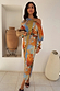 Thumbnail for Multicoloured Artist Tilly Dress with a plissé abstract print, off-the-shoulder neckline and fitted midaxi skirt.