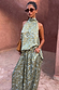 Green Diamond Print Balloon Trouser