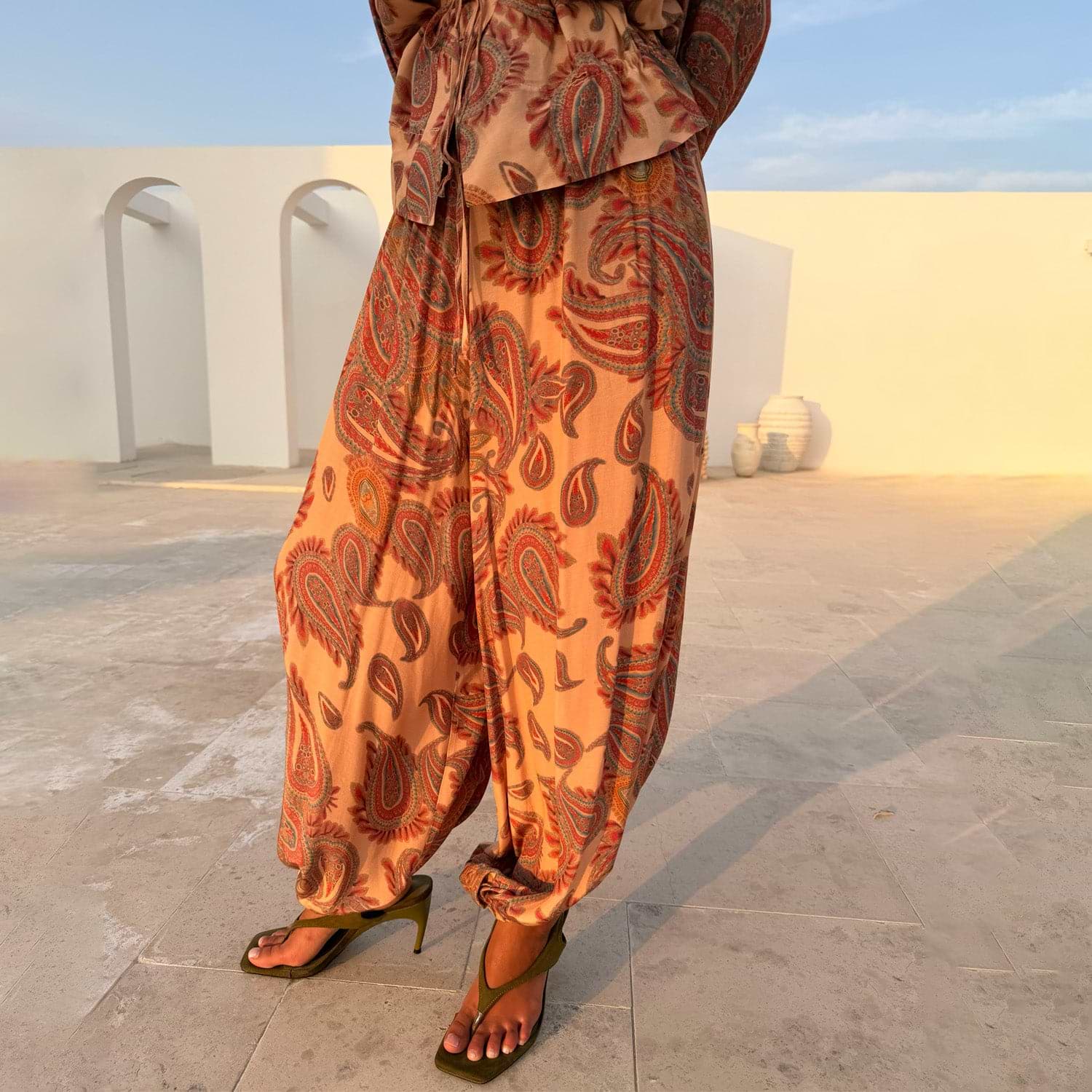 Paisley Balloon Trousers in Peach | Never Fully Dressed