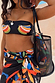Black Mesh Tote Bag featuring a colorful banana print pouch, paired with a matching bikini and sarong for vacation.