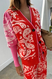 Red Bandana Martha Cardigan with pink puff sleeves and paisley print, styled as a co-ord.