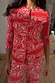 Red Bandana Alexa Cardigan in a ribbed fabric with white paisley print and front button fastening.