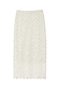 Cream Shells Dorris Skirt featuring pearlescent shell beads and glass beads in a midi length.