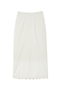 Cream Shells Dorris midi skirt in a cotton-flax blend with pearlescent shell beads and a central back slit.