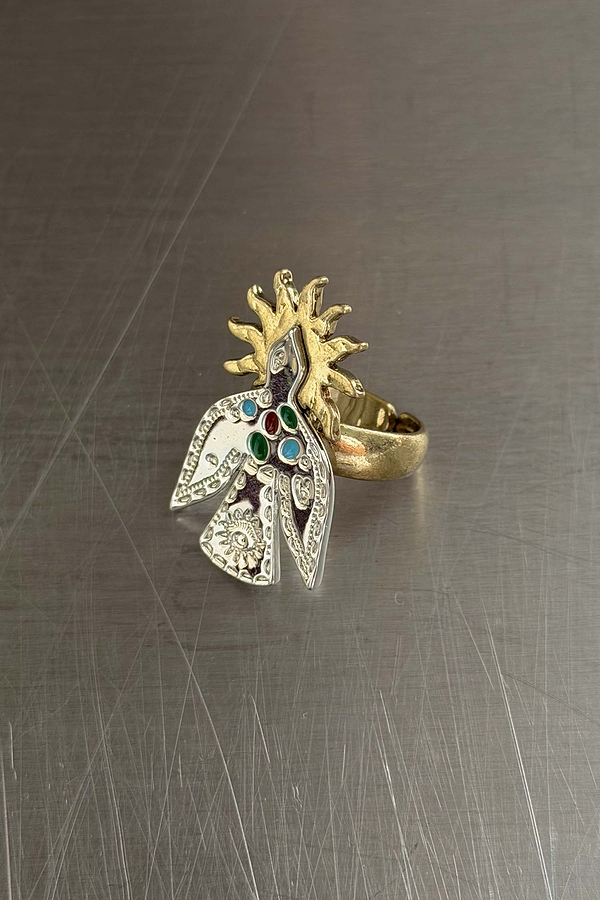 Deloris Brass Bird Ring