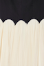 Thumbnail for Black and Cream Monika Dress detail featuring a scalloped corset-style top and cream pleated tulle mesh skirt.