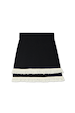 Black and cream Fringe Jake Skirt featuring a knitted finish and two rows of cream fringe detail.