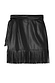 Thumbnail for Iconic black vegan leather mini Jaspre skirt with fringe detailing and multi-wear wrap fastening.