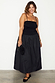 Black Lola Mid-axi Dress featuring a jersey bodice and cotton skirt, showcasing inclusive sizing and London design.
