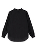 Back of the Black Miley Shirt showing blouson sleeves and an embroidered logo on the neck.