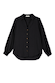Black Miley Shirt with blouson sleeves and tortoise buttons in a lightweight, floaty silhouette.