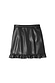 Thumbnail for Black Vegan Leather Ruffle Mini Jaspre Skirt featuring a ruffled hem and wrap tie fastening.