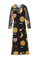 Black Mystical Mesh Dress featuring celestial sun and moon motifs, sheer long sleeves and a midaxi length.