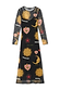 Thumbnail for Black Mystical Mesh Dress featuring gold celestial motifs on sheer fabric in a midaxi length with long sleeves.