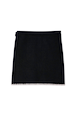 Black Night Garden Mini Wrap Skirt with a pink blanket stitch hem and side wrap tie in a soft-touch knit.