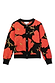 Thumbnail for Black Poppy Cardigan featuring a bold red poppy print, wide sleeves and button-up front in a soft knit.