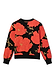 Thumbnail for Black Poppy Cardigan featuring an iconic red floral print on a soft luxe knit with a ribbed hem and cuffs.