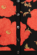 Black Poppy Cardigan detail featuring the iconic red poppy print on a black knit with dark button fastenings.