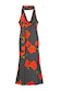 Black Poppy Sophie Dress with white polka dots, red poppies, a cowl neckline, and a detachable multi-wear scarf.