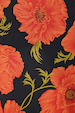 Black Poppy Aria Mesh Dress detail featuring red poppy blooms and green leaves on a black sheer base.