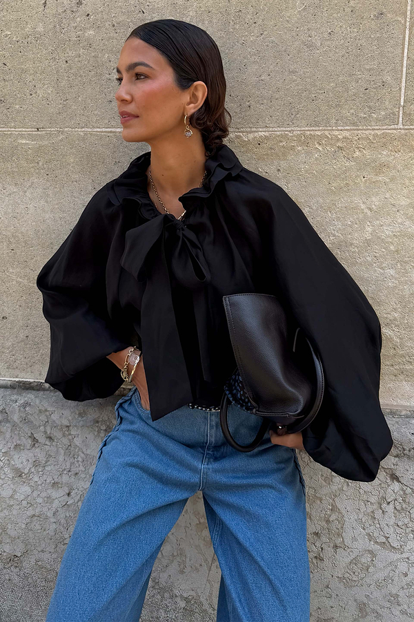 Black Ruffle Shirt