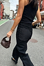 Thumbnail for Wide leg Black Scallop Detail Jeans featuring scalloped back pockets for a London street style look.