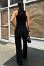 Thumbnail for Black Scallop Detail Jeans featuring scalloped back pockets and a wide leg fit for a London look.