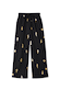 Black Shell Elissa Trousers with a gold metallic shell print, wide-leg silhouette and elasticated drawstring waist.