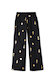 Black Shell Elissa Trousers featuring a gold shell print, wide-leg fit and elasticated waist.