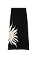Thumbnail for Black Sol Dorris Skirt designed in London, featuring a cream hand-painted sun print on black slinky jersey.