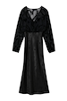 Black Swallow Romance Emma Dress with a sheer devore velvet swallow print top and a satin midi skirt.