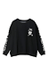 Black sweatshirt with ecru embroidered motifs, featuring a palm tree heart and star sleeves in an oversized fit.
