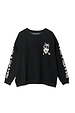 Black sweatshirt with ecru embroidered motifs, featuring a palm tree heart and star sleeves in an oversized fit.