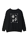 Black sweatshirt with ecru embroidery of sun and snake motifs on the back, designed in London for an oversized fit.