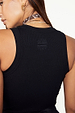Black Ribbed Tank with an embroidered NFD logo on the back, a wardrobe staple in stretch ribbed fabric.