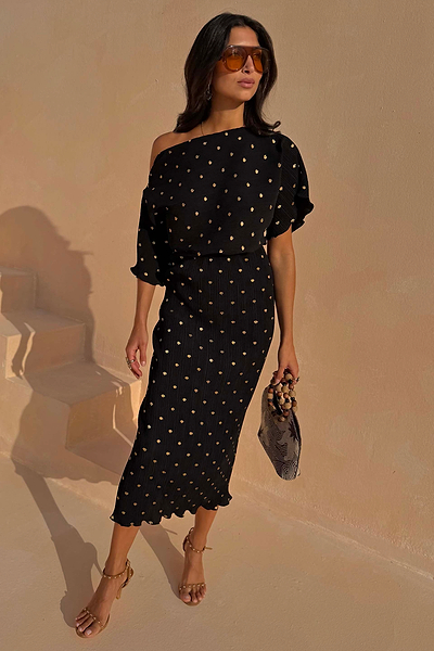 Women's Black Tilly Dress with Gold Foil in - Size XS