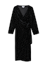 Thumbnail for Black Velvet Midi Vienna Dress Petite featuring silver dots and a multi-wear wrap tie fastening.