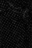 Thumbnail for Black Velvet Midi Vienna Dress detail featuring a wrap tie fastening and shimmering silver pin-dot pattern.